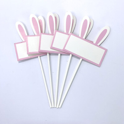 

FUNNYBUNNY Cake Decoration Plug-in Pink Cute Bunny Can Write Paragraph Cake Decoration Plug-in Paper Cupcake Toppers
