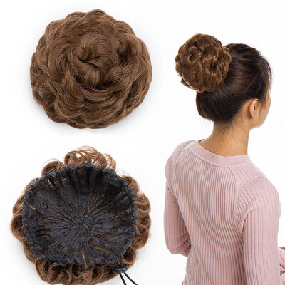 

Messy Hair Bun Chignons Synthetic Hair Extensions Wavy Updo Scrunchy Hairpieces