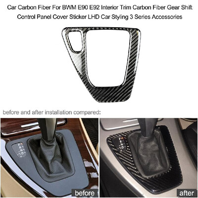 

Car Carbon Fiber For BWM E90 E92 Interior Trim Carbon Fiber Gear Shift Control Panel Cover Sticker LHD Car Styling 3 Series Access