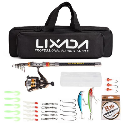 

Lixada Fishing Rod Reel Combo Telescopic Fishing Rod Spinning Reel Fishing Line Lures Hooks Swivels Saltwater Freshwater Travel Fi
