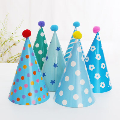 

FUNNYBUNNY Kids Happy Birthday Paper Party Cone Hats with Pom Poms 12ct Happy Birthday Crown Baby One Year Birthday
