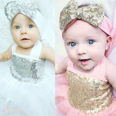 

Cute Headband Kids Girls Toddler Baby Sleeveless Princess Party Dress Bow Flower Tutu Dresses