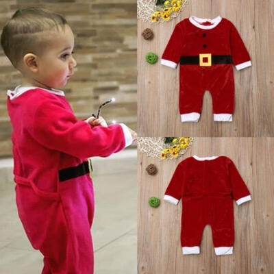 

Cute Xmas Newborn Clotning Infant Kids Baby Girl Boy Long Sleeve Romper Jumpsuit Christmas Belt Outfits Clothes