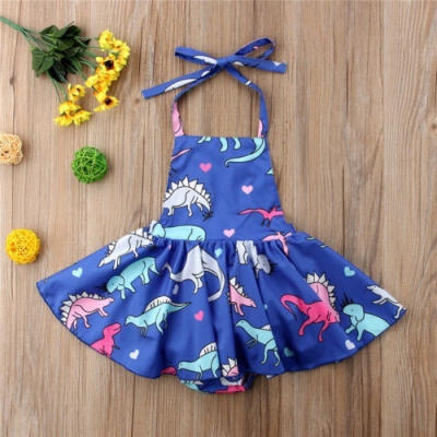 

Toddler Kids Baby Girls Cartoon Dinosaur Print Sun Dress Holiday Dress Clothes