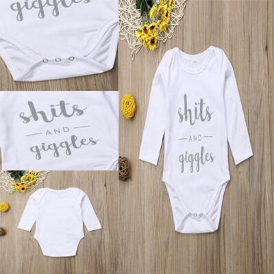 

Newborn Baby Boy Girl Letter Print Romper Bodysuit Babygrows Clothes