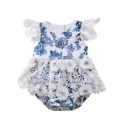 

Newborn Baby Girl Romper Lace Floral Jumpsuit Outfits Flower Summer Clothes