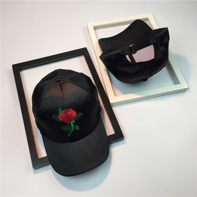 

Unisex Men Women Rose Embroidery Adjustable Baseball Cap Hip Hop Hat Cool boy