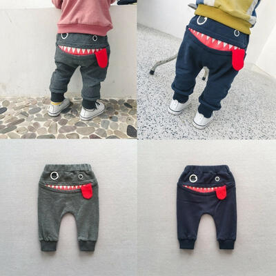 

Elastic Soft Children Boys Cute Trousers Baby Long Pants Big Mouth Monster Kids Pants 0-4 Years