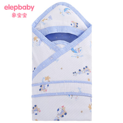 

Elephant baby elepbaby baby hugs newborn baby wrapped in baby gauze spring&summer thin section 90X90CM moon elf blue