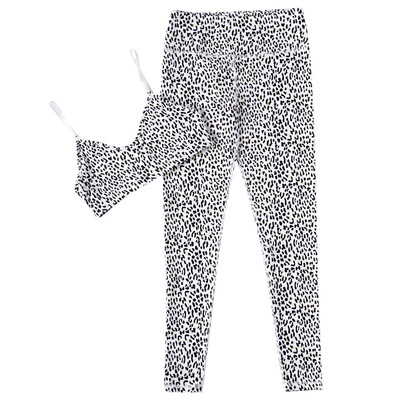 

Spaghetti Strap V Neck Leopard Print High Waist Elastic Women Yoga Sports Suit