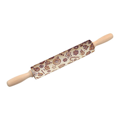 

Christmas Rolling Pin Baking Cookies Laser engraving Wooden Roller