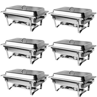 

Ktaxon Pack of 6 8 Quart Full Size Chafing Dishes Buffet Food Grade Stainless Steel Catering Chafer Warmer Set