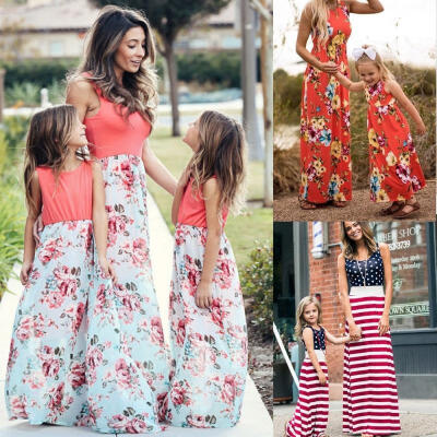 

New Mother&Daughter Casual Boho Floral Maxi Dress Mommy&Me Matching Outfits