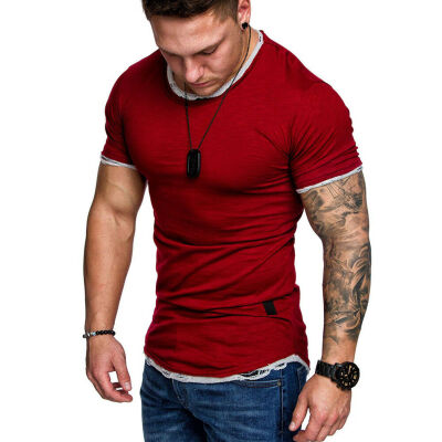 

Mens T Shirt Slim Fit Casual T-shirt Tops Summer Clothes Bodybuilding Muscle Tee