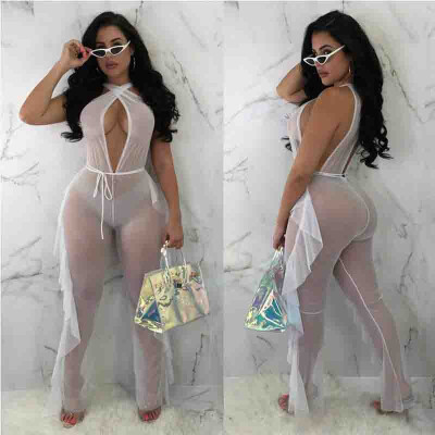 

Sexy Womens Summer Bikini Cover Up Sheer Jumpsuit Ladies Beach Romper Playsuit