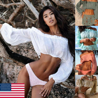 

Summer Womens Beach Off Shoulder Cover up Swimwear Fashion Swimsuit Bikini Tops