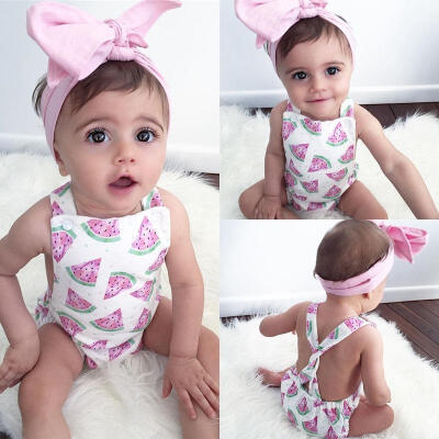 

Infant Baby Girl Watermelon Romper Bodysuit Sunsuit Jumpsuit Outfit Set Clothes