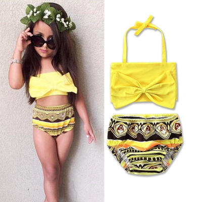 

2PCS Toddler Baby Kids Girls Swimsuit Bathing Suit Tankini Bikini Set Swimwear