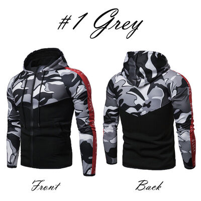 

Men Camouflage Hoodie Coat Jacket Outwear Sweater Jumper Zip Up Pullover Tops
