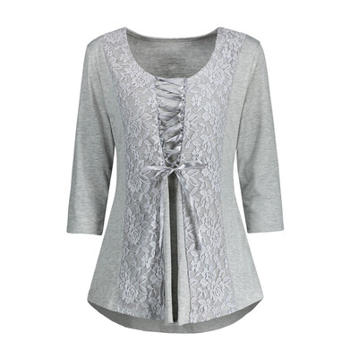 

Lace Panel Lace Up Top