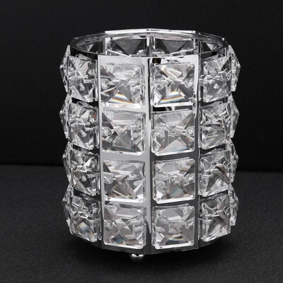 

European Glitter Metal Makeup Brush Storage Tube Cosmetic Crystal Organizer