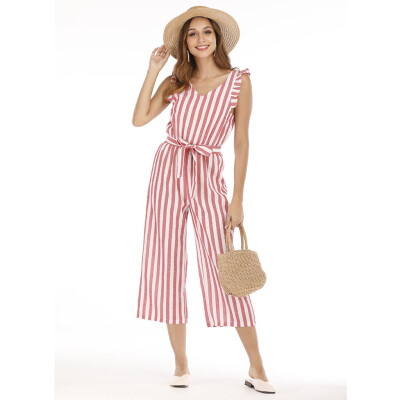 

Starmoon Womens Summer Lady Striped Sleeveless Long Trouser Playsuits Jumpsuit Rompers