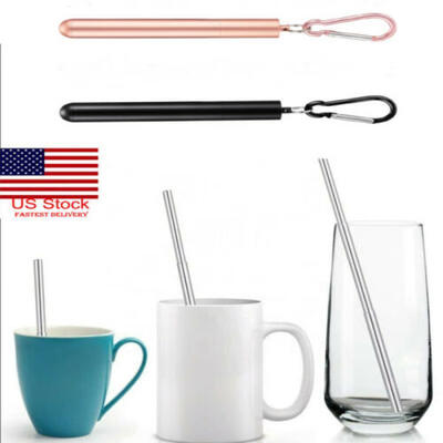

US Portable Stainless Steel Telescopic Drinking Straw Reusable Straw Brush Set