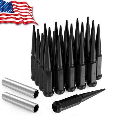 

24 Solid Spike Lug Nuts M14x15 for Tahoe Silverado 1500 Ford F150 Socket Key