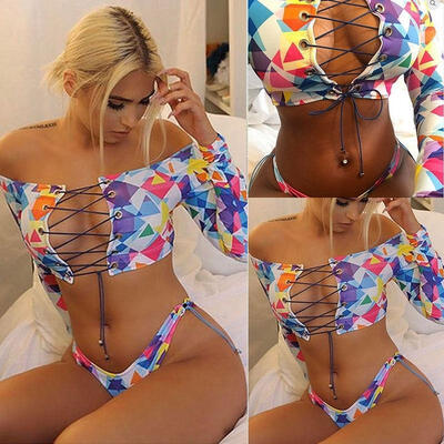 

USA Women Bandage Bikini Set Push Up Padded Swimwear Swimsuit Beach Bathing Suit