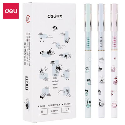 

Deli deli cute dog series 035mm full needle gel pen pen student pen 12 box DL-A436 black