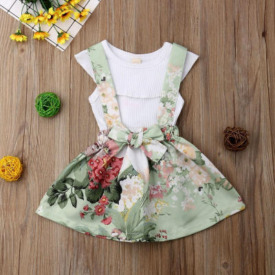 

Newborn Kid Baby Girl Sleeveless Tops Floral Skirt Dress Sundress Outfit Clothes