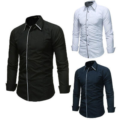 

Men´s Bussiness Lapel Button Down Long Sleeve Top Blouse Casual Solid Shirt