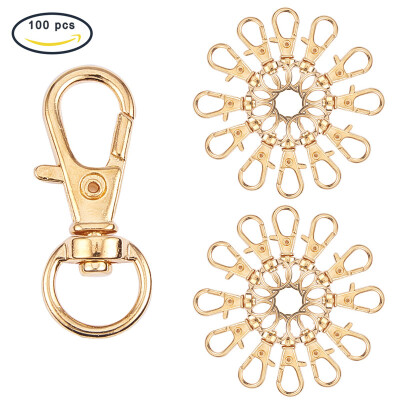 

PH PANDAHALL 100 pcs Golden Alloy Lobster Clasps Swivel Lobster Claw Clasps&Swivel Snap Hook