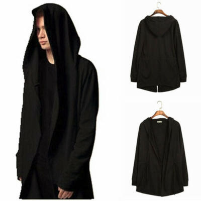 

Punk Mens Cardigan Hooded Long Cloak Cape Coat Loose Casual Slim Fit Jackets