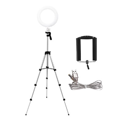 

Portable 10 Inch LED Ring Light Kit Fill-in Video Light Set with Adjustable Tripod Stand Phone Clamp Bi-color Dimmable 3200-6500K