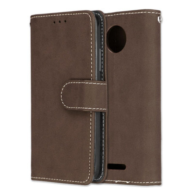 

MOONCASE Motorola Moto C Vintage Scrub 3 Card Case - Brown