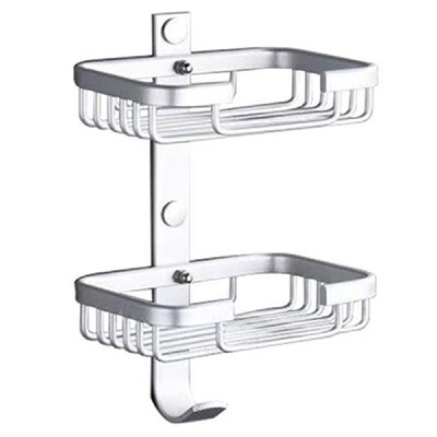 

Soap Dish Holder 2 Layers Wall Mounted Bathroom Shower Dispensers Space Aluminum Soap Storage Organizer Rack Hanger