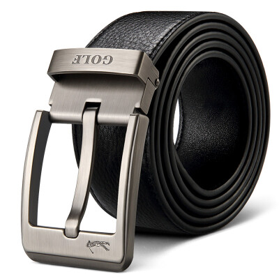 

Golf GOLF Mens Belt Head Layer Leather Belt Mens Retro Pin Buckle Belt Gift Box PBV701980J Black