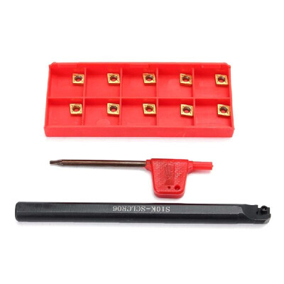 

10mm S10K-SCLCR06 Lathe Turning Tool Holder Boring Bar 10Pcs Carbide Inserts Wrench