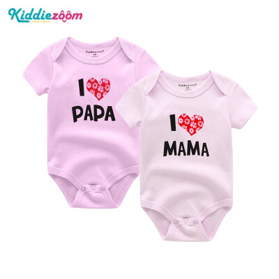 

Kiddiezoom 2PCSLot I Love PaPa MaMa Baby Boys Clothes 100Cotton Babywear Bodysuits Baby Girls Clothes Newborn Short Sleeve