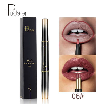 

Pudaier 2 in 1 16 Color New Double Ended Sexy Lasting Matte Lipstick Waterproof Lipliner Lipstick Pencil