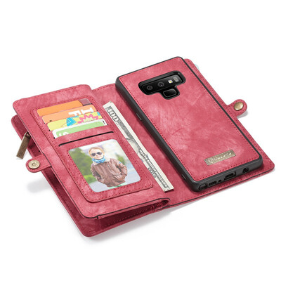 

CaseMe For Samsung Galaxy Note 9 Phone Cases Leather Zipper Multi-functional Card slot Wallet 2 In 1 Design Phone Full Cover