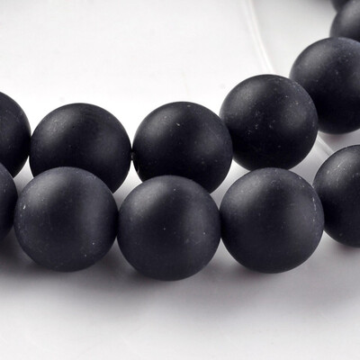 

Dyed Frosted Natural Black Agate Round Beads Strands 8mm Hole 1mm about 49pcsstrand 155"