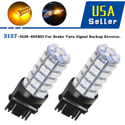 

2X AmberYellow 68SMD 3157 3156 LED Turn SignalParking Light Bulbs 12V