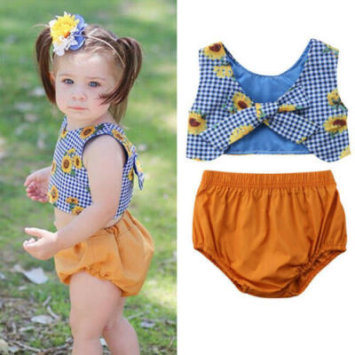 

Toddler Baby Kids Girl Sunflower Tank Shorts Outfits Clothes Sunsuit