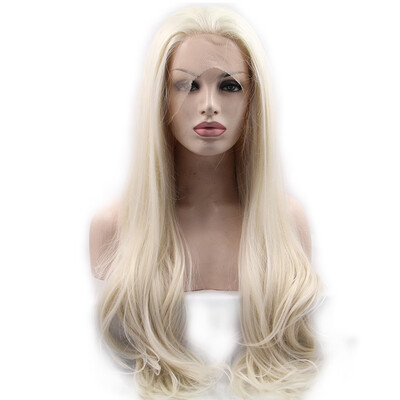 

Amazing Star Lace Frontal Wigs White Color Long Straight Synthetic Hair Heat Resistant Fashion Lace Frontal Wig Free Part