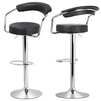 

2 PCS Kitchen Swivel Barstools Counter Adjustable Height Chairs Black