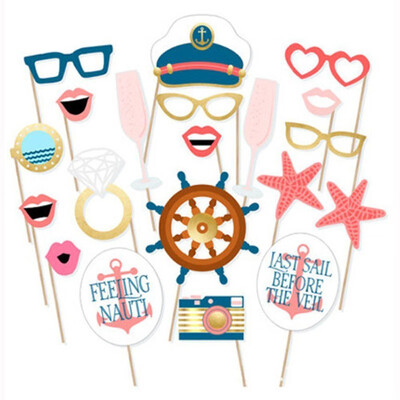 

FUNNYBUNNY 20Pcs Nautical Photo Booth Props Cruise Ship Decorations for Party DIY Photo Booth Prop Birthday Wedding PartySupplies