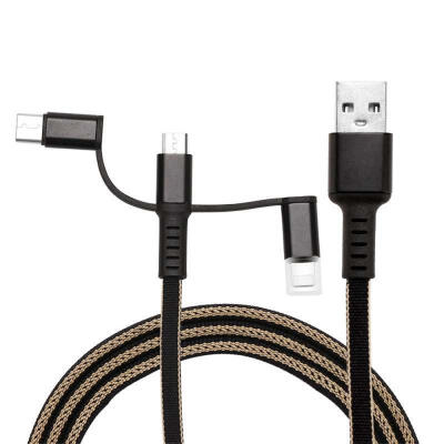 

Universal 1m 3-in-1 USB To Micro USB Lightning Type-C 24A Fast Charging Cable Braided Data Cord For IPhone Android Phones