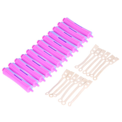 

12 Pieces Salon Cold Wave Rods Hair Roller With Rubber Band Curling Curler Perms Hairdressing Styling Tool for Girls Women Hair DI